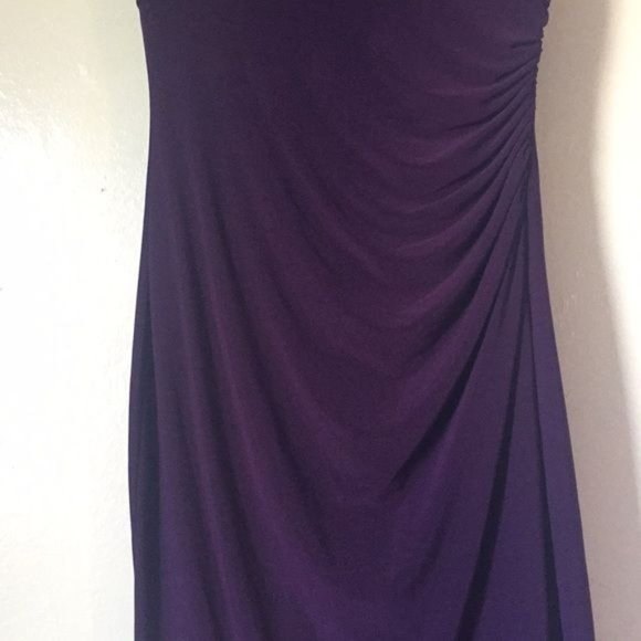 LAUREN RALPH LAUREN Sz 4 Purple Draped Ruched Surplice Dress Cap Sleeves - Picture 9 of 13